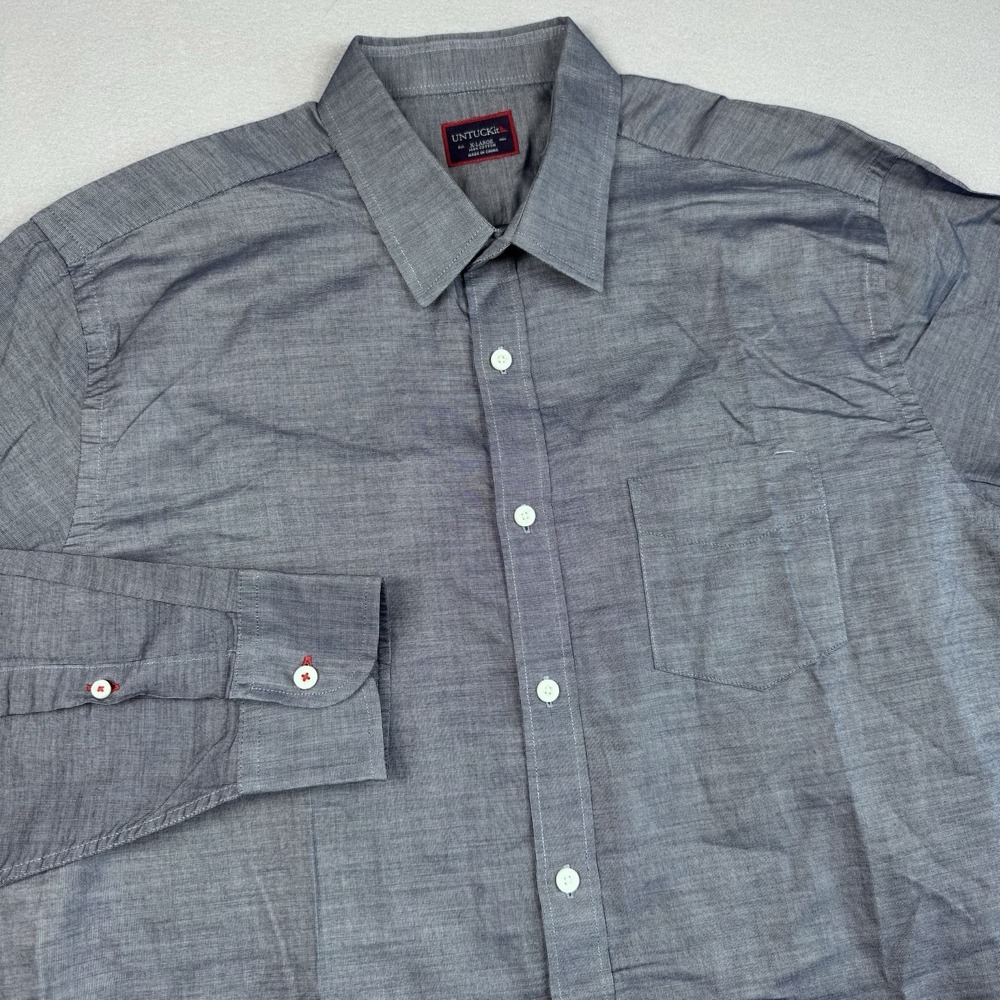Untuckit Pio Cesare Button Shirt Men XL Blue Long Sleeve Wrinkle Free Cotton